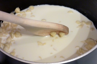 melting white choc and cream